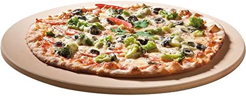 SANTOS Pizzastein rund - Ø26x1cm - knusprige Pizza - Backofen, Kohlegrill & Gasgrill - Pizzaplatte/Backplatte - Pizza, Flammkuchen, Pita, Fladenbrot