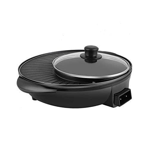 SKLZJ. Elektro Hot Pot Grill Innen in elektrischer Smokeless Grill und Hot Pot Korean BBQ Grill Pot, Separate Doppeltemperaturregelung