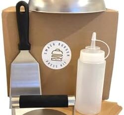Smash Burgerpresse Kit | 14 cm Burger Smasher | 15,2 cm Grillkuppel | Grillspachtel | Grillzubehör Kit | Hamburgerpresse für Grillplatte | Edelstahl Burgerpresse Grillwerkzeuge | Lebensmittelpresse