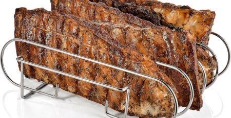 Spareribs Halter Grill, Rippchenhalter Spareribs, Rippchenhalter Grillen, Halter BBQ Grill, Rib Holder, Halter Grill Braten, Metall Grill Halter, Napoleon Grill Zubehör, Für Rippchen, Grill (Silber)