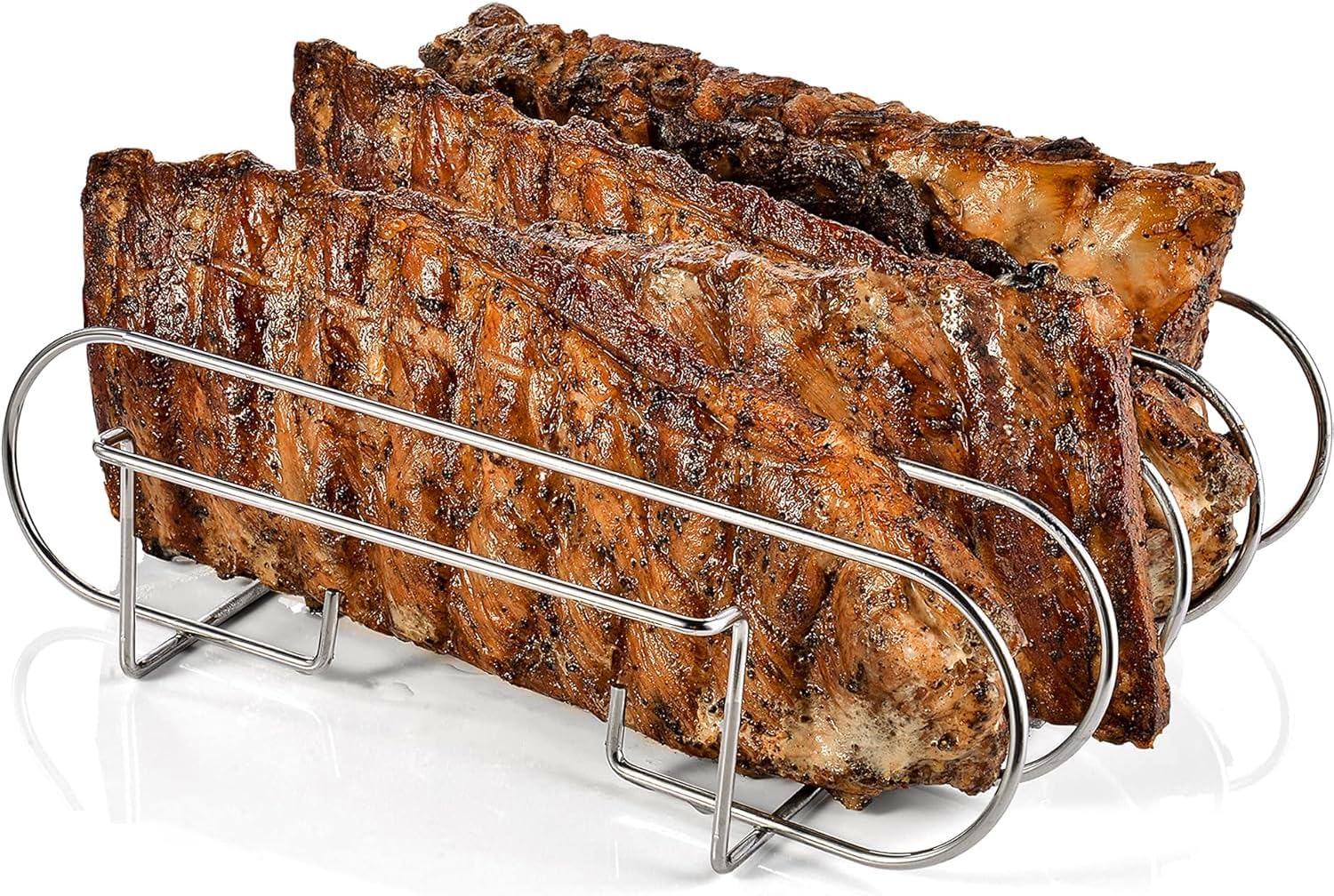 Spareribs Halter Grill, Rippchenhalter Spareribs, Rippchenhalter Grillen, Halter BBQ Grill, Rib Holder, Halter Grill Braten, Metall Grill Halter, Napoleon Grill Zubehör, Für Rippchen, Grill (Silber)