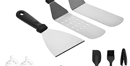 Spatel-Set Grillzubehör BBQ Tool Kit - Hochleistungs-Edelstahl-Spatel-Grill-Set in professioneller Qualität - ideal zum Kochen von Camping und Heckklappen