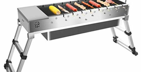 TOMYEUS Holzkohlegrill Outdoor-Edelstahl-Grill Falten tragbare Holzkohlegrill Wild Barbecue Tool Holzkohlegrill Picknickgrill