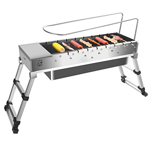 TOMYEUS Holzkohlegrill Outdoor-Edelstahl-Grill Falten tragbare Holzkohlegrill Wild Barbecue Tool Holzkohlegrill Picknickgrill