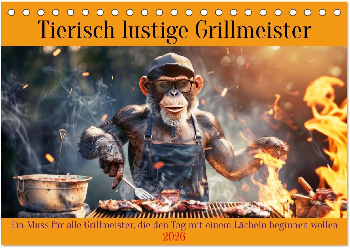 Tierisch lustige Grillmeister (Tischkalender 2026 DIN A5 quer), CALVENDO Monatskalender: Ein Muss für alle Grillmeister, die den Tag mit einem Lächeln beginnen wollen (CALVENDO Hobbys)
