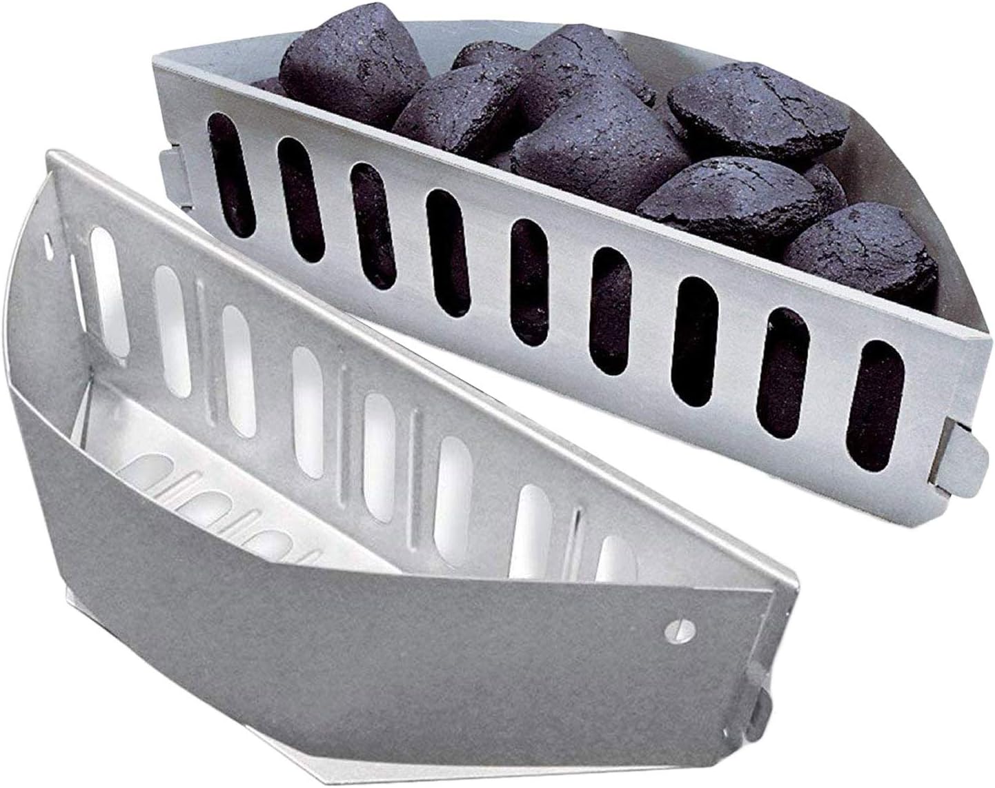 WELL GRILL 7403 Char-Basket Holzkohlekörbe Kohlekorb Charcoal Briquet Holders für Weber Master Touch und alle Anderen 47, 57, 67CM Kugelgrills, direkte und indirekte Hitze (2er Set)