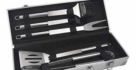 WFFF 5 PCS BBQ Set Grillwerkzeuge Grillzubehör Set Premium Edelstahl Grillgerät Utensil Kit mit Aluminium Case-Prefect Geschenkset