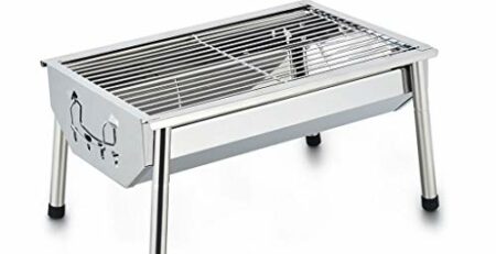 WZHZJ Silber im Freien Grill Tisch, Einfacher Barbecue Faltbare Barbecue-Ofen Non Stick Pan Barbecue Outdoor Equipment