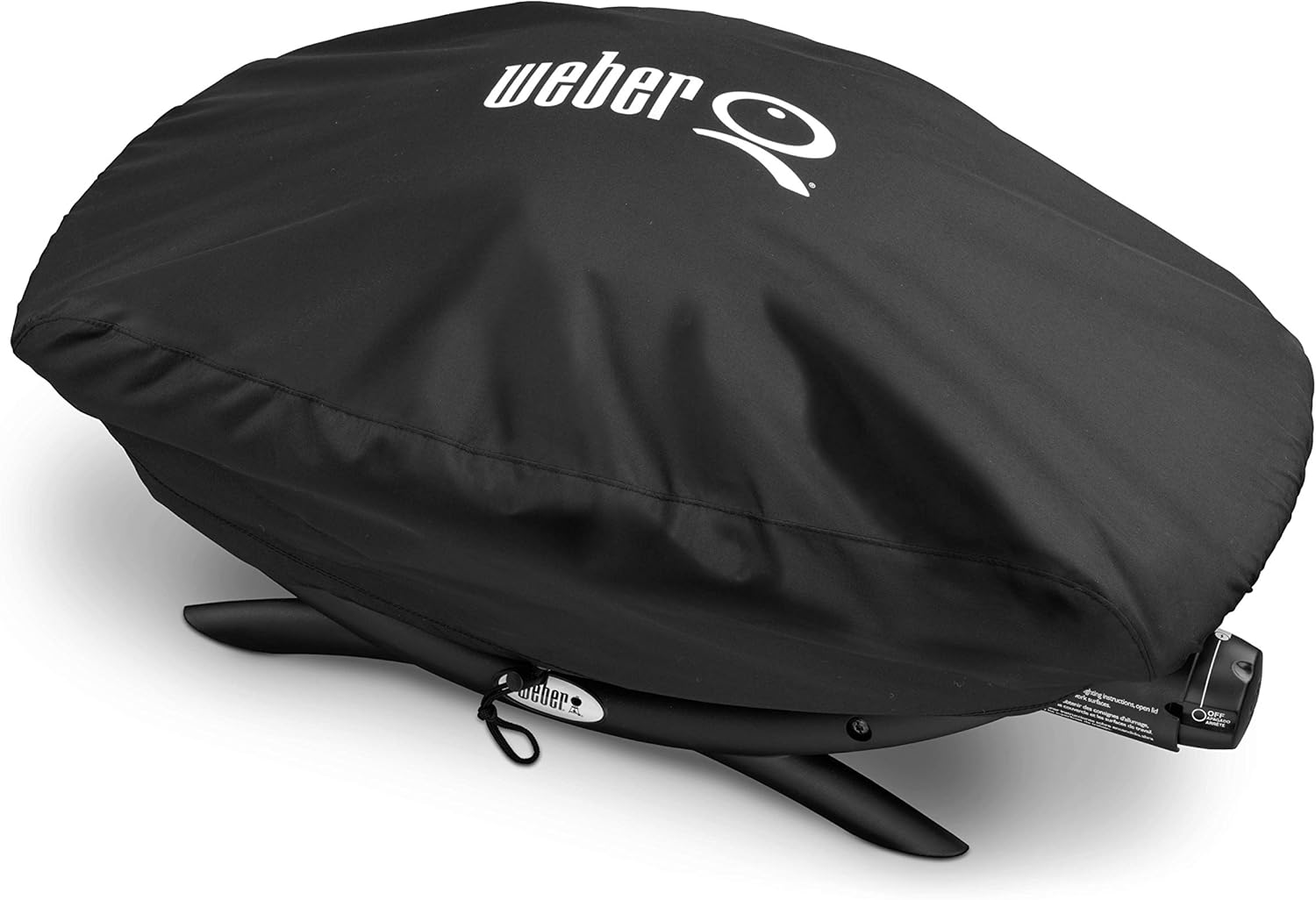 Weber Premium Grillabdeckhaube für Q100 / 1000 Serie, atmungsaktiv UV- & wasserbeständig, Schutz for Wind & Wetter, mit Klettverschluss zum Befestigen, Grillcover, BBQ-Abdeckung - Schwarz (7117)