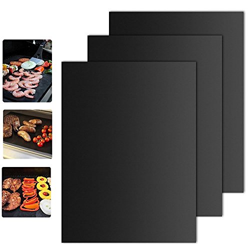 BBQ Grillmatte (3er Set) – iLOME Teflon Antihaftbeschichtung Grillmatte für Holzkohle Grill, elektronisches Grill, Backofen, Dampf-Backofen, Mikrowelle, etc. 33x40CM
