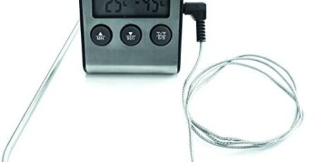 tepro Grillzubehör Digitales Grill- und Bratthermometer, Messbereich von -50 bis 300°C, Alarm- und Timerfunktion Edelstahl, Schwarz
