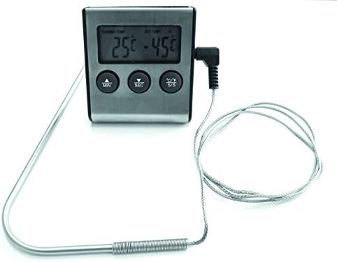 tepro Grillzubehör Digitales Grill- und Bratthermometer, Messbereich von -50 bis 300°C, Alarm- und Timerfunktion Edelstahl, Schwarz