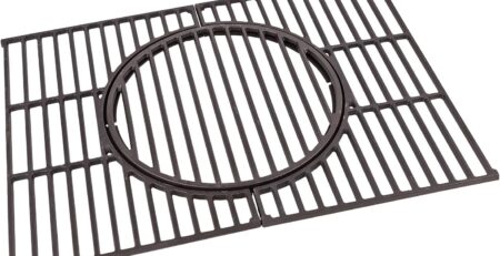 tepro Universal Guss-Grillrost-Set mit Rost-in-Rost-System aus emailliertem Gusseisen mit herausnehmbarer Rostmitte für unterschiedliche Einleger, Farbe schwarz, Maße ca. 41,5 x 55 x 1 cm