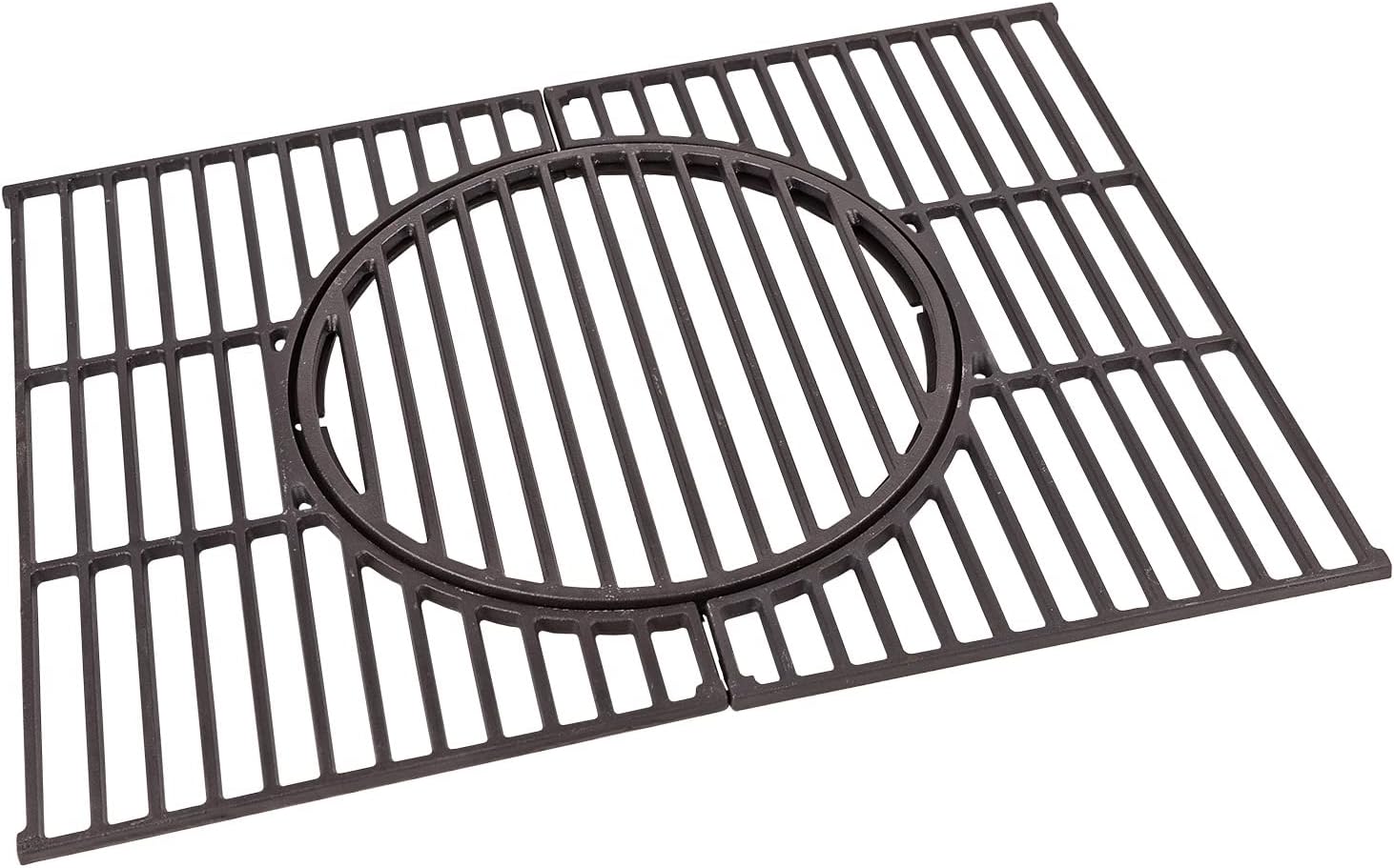 tepro Universal Guss-Grillrost-Set mit Rost-in-Rost-System aus emailliertem Gusseisen mit herausnehmbarer Rostmitte für unterschiedliche Einleger, Farbe schwarz, Maße ca. 41,5 x 55 x 1 cm