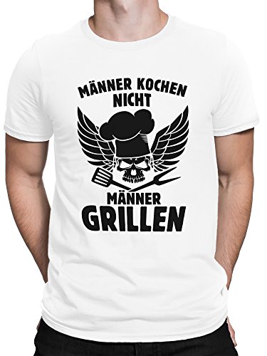 vanVerden Herren Fun T-Shirt Männer Kochen Nicht Grillen Grillmeister Plus Geschenkkarte, Größe:XXL, Farbe:Weiß